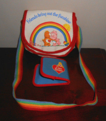 Vintage 1980s Care Bears Purse & Wallet with photo holder - 3 pcs