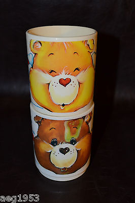 Set of 2 Vintage Care Bear Plastic Cups Tenderheart Bear Funshine Bear