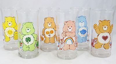 1983 Vintage Care Bear Glasses Complete Set Of 6 RARE