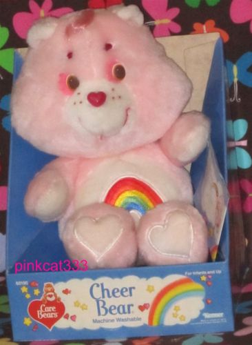 VINTAGE KENNER 1984 PLUSH CARE BEARS~Cheer Bear~PALE PINK RAINBOW NEW IN BOX NIB