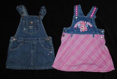 Used OSHKOSH CARE BEARS Girls Kids Denium Blue Jeans Overall Skirt Dress 2 2T