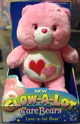 NIB! Cute Pink Love A Lot Care Bears Hearts Glow A Lot Bear New in Box 12