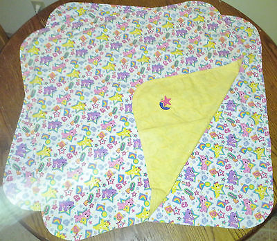 2 Vintage Care Bears Cotton Baby Receiving/Play Blankets or Doll blankets