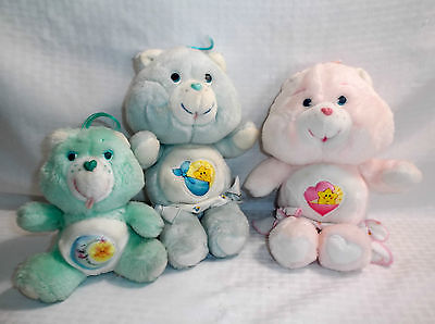 VINTAGE 1983 LOT BABY HUGS & TUGS & BEDTIME CARE BEARS PLUSH LOT WITH DIAPERS