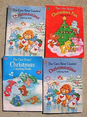 Vintage Care Bears Four Christmas Coloring Books 1983, 1986