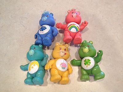 5 Vintage 1983 Plastic Posable Care Bears Figures Cake Toppers LOT Grumpy Cheer