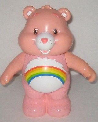 Cute Care Bears Cheer Bear Bubble Bath Bottle Plastic Figure Pink Bear 