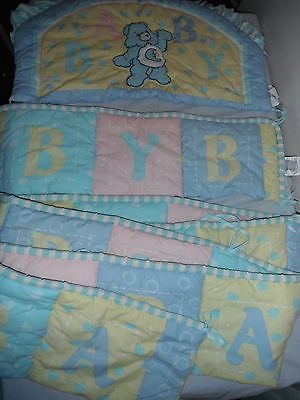 Vintage Unisex CARE BEARS Baby CRIB BUMPER PAD Nursery Bedding - VGUC