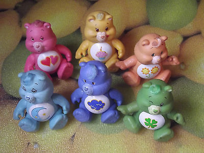 Vintage PVC Poseable CARE BEARS 3.5 Inch Figures Lot of 6