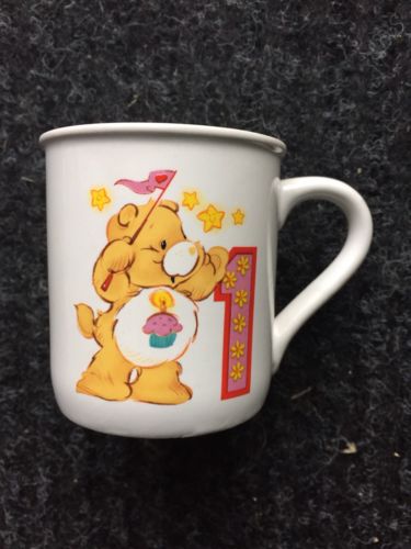 1985 Vintage Care Bears BIRTHDAY BEAR 1 (first) Birthday Mini Coffee Mug Cup
