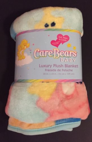 2003 CARE BEARS Luxury Plush Baby Blanket 30