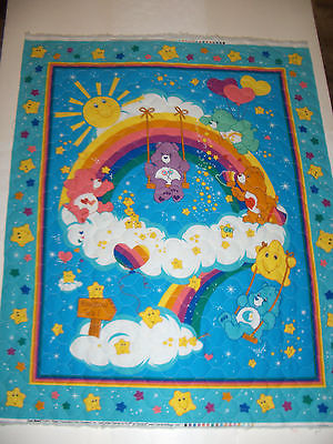 Care Bears Blue Double Sided Nursery Pre-Quilted Fabric Panel Stars 35-1/2 x 44