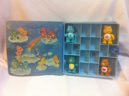 Vintage Care Bears Figure Lot Tenderheart Birthday Wish Bedtime Story Book Case
