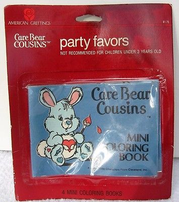 Vintage 1986 Care Bear Cousins MIB Party Favors 4 Mini Coloring Book