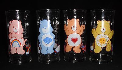 Care Bear Limited Edition Pizza Hut 1983 Collectors Glass Set of 4 Free Shipping