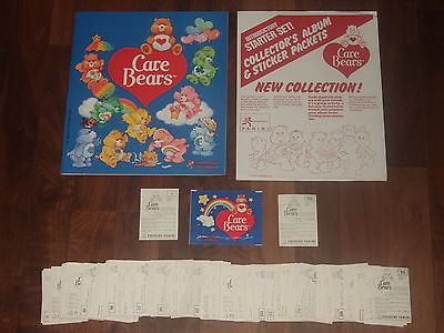 Care Bears 1985 empty Panini Sticker Album & Complete loose 216 sticker set & 