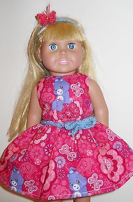 NEW DOLL CLOTHES AMERICAN GIRL & 18 IN DOLL CARE BEARS  BUTTERFLY DRESS HANDMADE