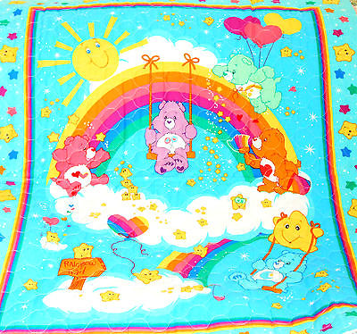 Cranston Care Bears Pre-Quilted Baby Crib Quilt 2 Side Cotton Fabric Panel