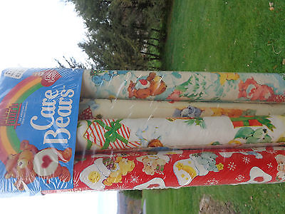 Vintage Care Bears Cubs Wrapping Paper 4 Rolls American Greetings 1980's opened