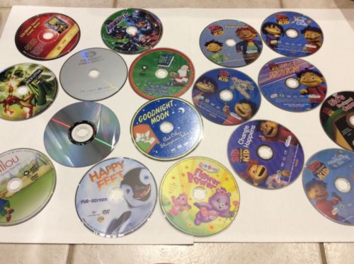 DVD Lot Of 17 Discs For Kids Sid The Science Kid Happy Feet Care Bears Super Why