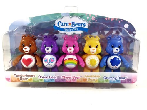 NIB *Care Bears* TENDERHEART CHEER SHARE FUNSHINE & GRUMPY 5 Piece Figurine Set!