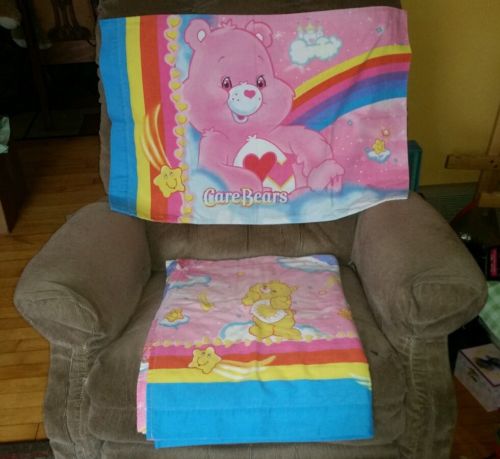 Care Bears Rainbow Colors Twin Sheet & Pillowcase Care Bears Clouds Stars Clean