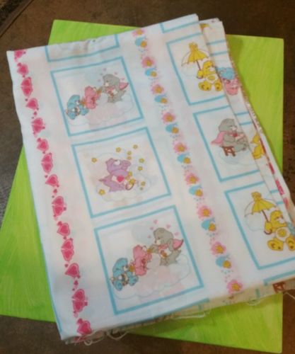 Vintage 80s American Greetings Carebears Cotton Fabric 1984 Over a Yard, 2 Yards