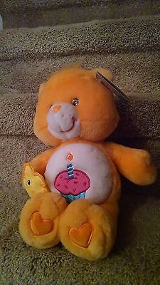 Birthday Bear Care Bear Stuffed Animal NWT 2003 Orange with Cupcake and Star