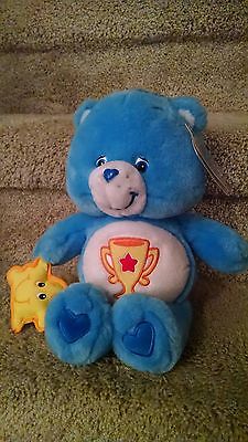 Champ Care Bear Blue Plush NWT 2003 Blue with Trophy on Chest and Star