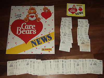 Care Bears News 1989 empty Panini Sticker Album, Complete loose 229 sticker set