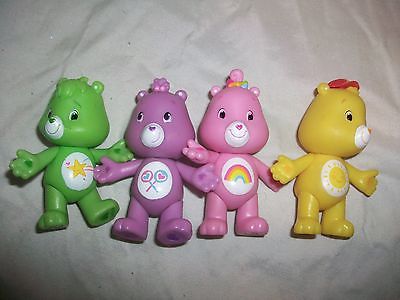 Lot 4 Plastic Care Bear Moveable Toy Action Figures TCFC 3"