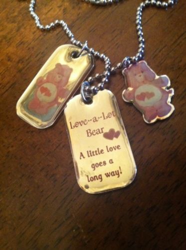 Care Bears Pink Lots Of Love Pink Heart Bear Dog Tag Necklace 17