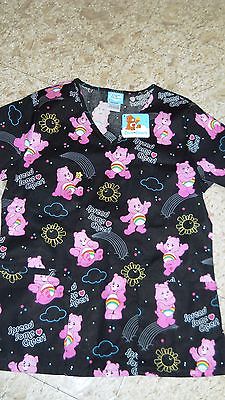 NWT Care Bear V-neck  Scrub Top  XS  Uniform Nurse Vet Dentist