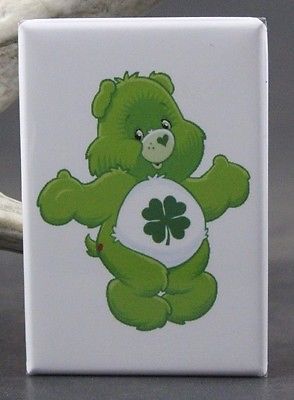 Shamrock Care Bear - Fridge / Locker Magnet. Four Leaf Clover Lucky Irish