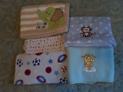 MISCELLANEOUS LOT OF 5 BABY BLANKETS JUST ONE YEAR, CARE BEAR, ETC