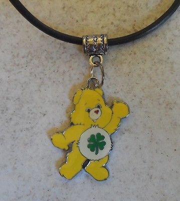 CARE BEAR LUCKY CHARM NECKLACE SILVER TONE SPACERS FREE ORGANZA GIFT BAG