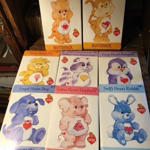 Eight (8) Vintage 1980's Butterick Care Bear Cousins Sewing Pattern NOS 