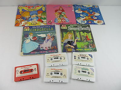 Lot of 11 Vintage Care Bear Read Along Book on Tape Disney Record Cassette Story