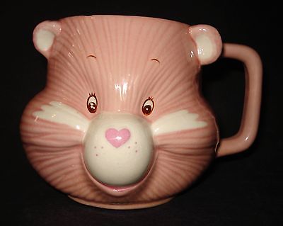 Vintage 1980s CARE BEAR CERAMIC COFFEE MUG TEA CUP Pink Face Rainbow Cheer 53034