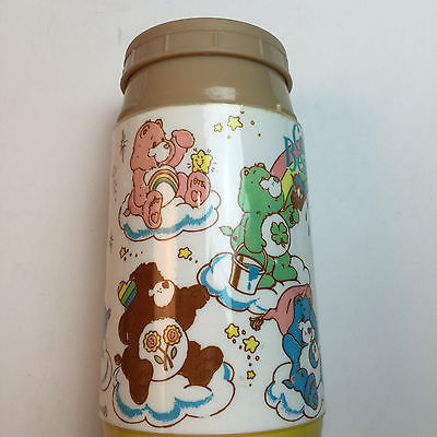 Nice Vintage 1986 Care Bear Yellow Aladdin Plastic Thermos for Lunch Box
