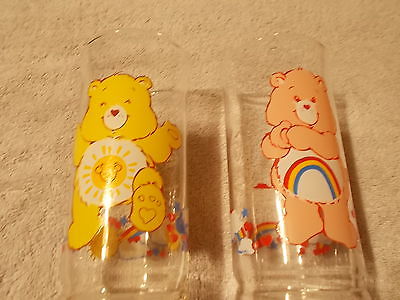 VINTAGE CARE BEAR GLASS TUMBLERS (2)
