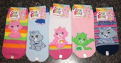 Care Bear Ankle Socks-5 PAIR SET Ladies Teens Size 9-11-BRAND NEW w/TAGS