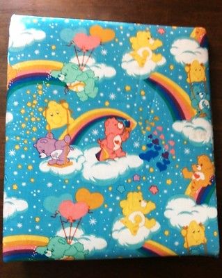 Vintage Care Bear Rainbow Cloth bound Photo Scrapbook Album with Binder Rings