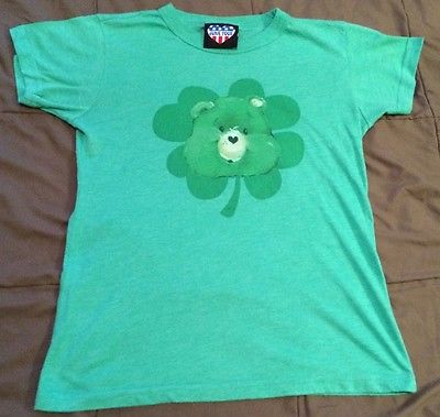 VINTAGE 80'S CARE BEAR LUCKY YOU CARTOON PAPER THIN YOUTH T-SHIRT M  U.S.A..