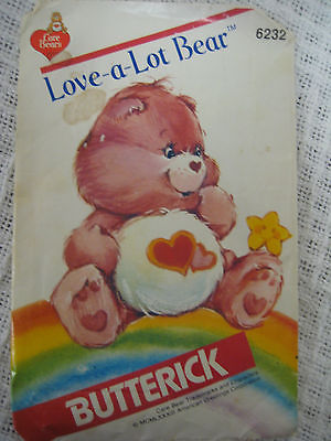 Vintage Butterick 6232 LOVE-A-LOT Sewing Pattern CARE BEAR Stuffed Animal Toy 