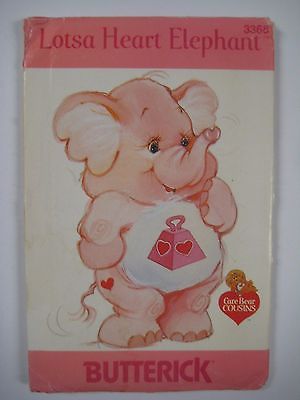 Vintage Butterick 3368 LOTSA HEART ELEPHANT Care Bear Cousins Sewing Pattern NOS