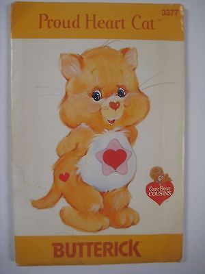 Vintage Butterick 3377 PROUD HEART CAT Care Bear Cousins Sewing Pattern UNCUT