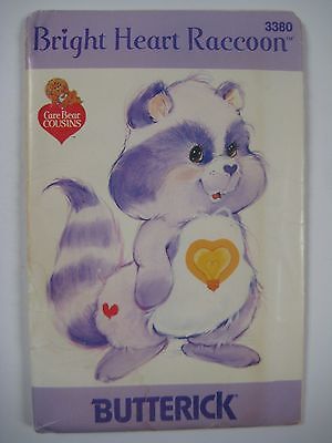 Vintage Butterick 3380 BRIGHT HEART RACCOON Care Bear Cousins Sewing Pattern NOS