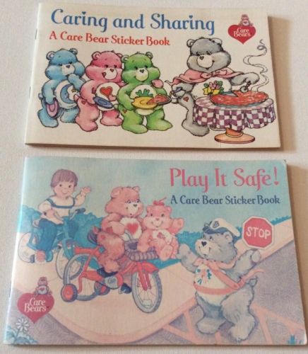 2 Vintage Care Bear Sticker Coloring Books -1984