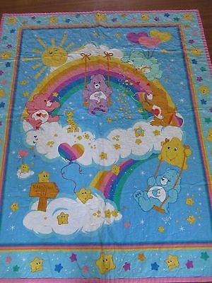 VINTAGE CARE BEAR BABY QUILT, WALL HANGING, CRIB BLANKET